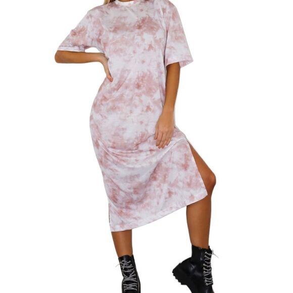 Missguided Tie Dye T-Shirt Midi Dress - Picture 1 of 6